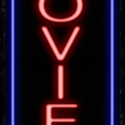 Image of 11594 Movies with border Neon Signs_32 x12 Black Backing