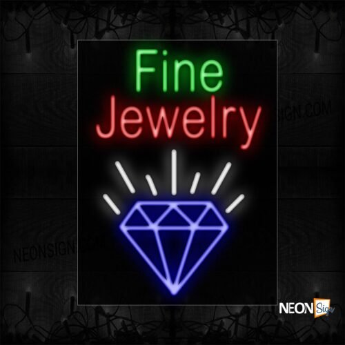 Image of 11701 Fine Jewelry And Logo Neon Sign_24x31 Black Backing