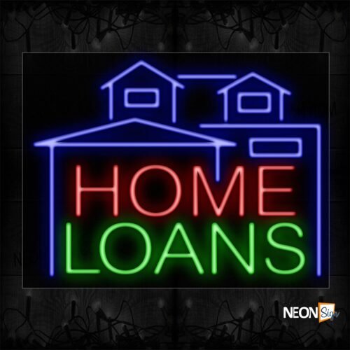 Image of 11729 Home Loans With House Logo Neon Sign_24x31 Black Backing