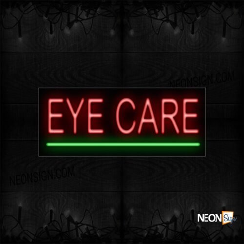 Image of 12057 Eye Care In Red With Green Line Neon Sign_10x24 Black Backing