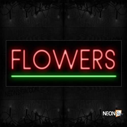 Image of 12062 Flowers With Border Led Bulb Sign_10x24 Black Backing