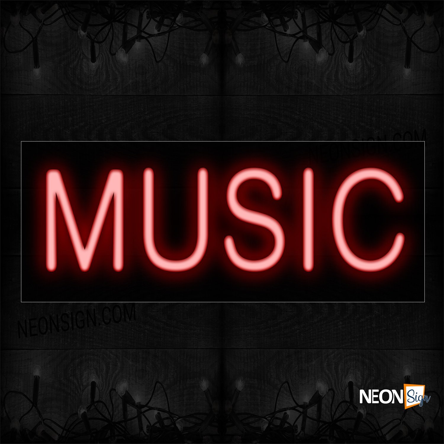 Image of 12106 Music Neon Sign_10x24 Black Backing
