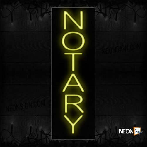 Image of 12268 Notary In Yellow Neon Sign_8x24 Black Backing