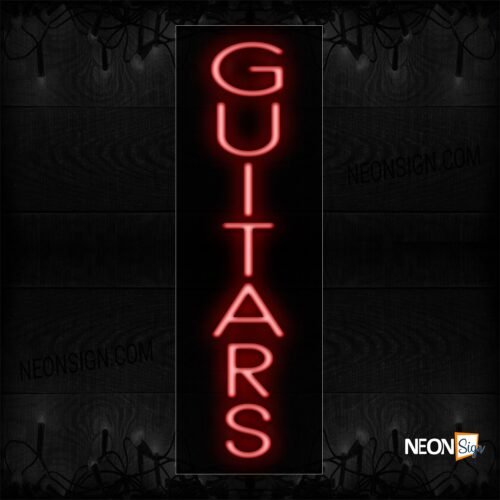 Image of 12439 Guitar In Red (Vertical) Neon Sign_10x27 Black Backing