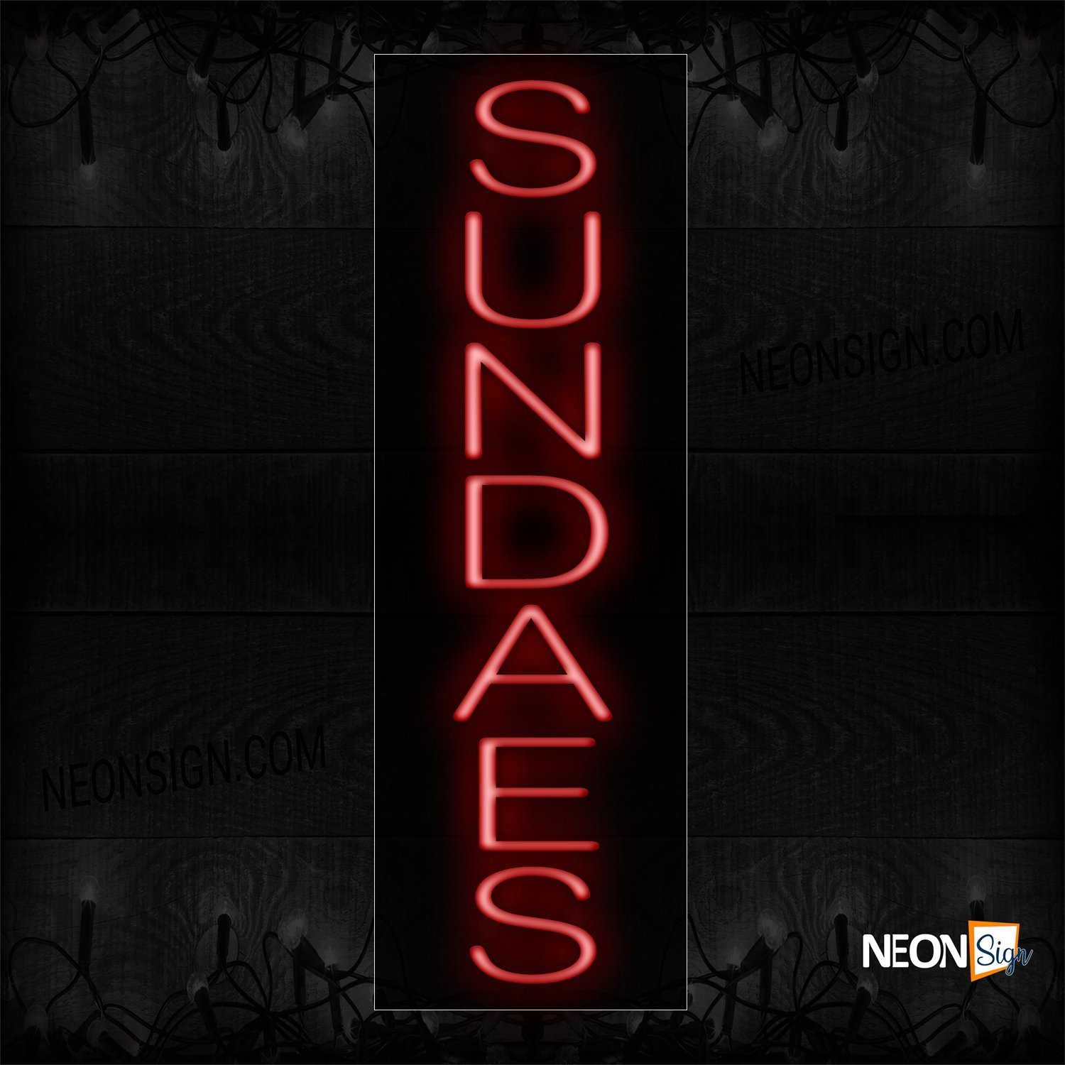 Image of 12465 Sundaes Neon Sign_8x27 Black Backing