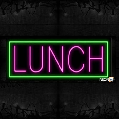 Image of Lunch In Pink With Green Border Neon Sign