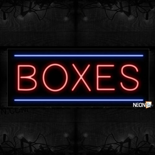 Image of Boxes In Red With Blue Lines Neon Sign