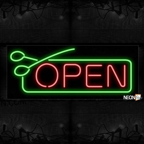 Image of Open With Scissor Border Neon Sign