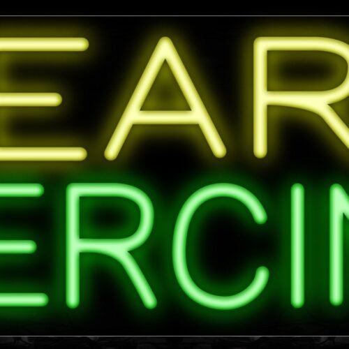 Image of Ear Piercing in yellow and green Neon Sign