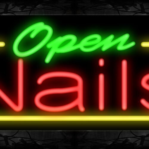Image of Open Nails With Border Neon Sign