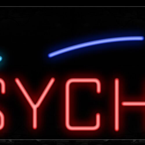 Image of 10881 Psychic with quarter moon and star Neon Sign_13x32 Black Backing