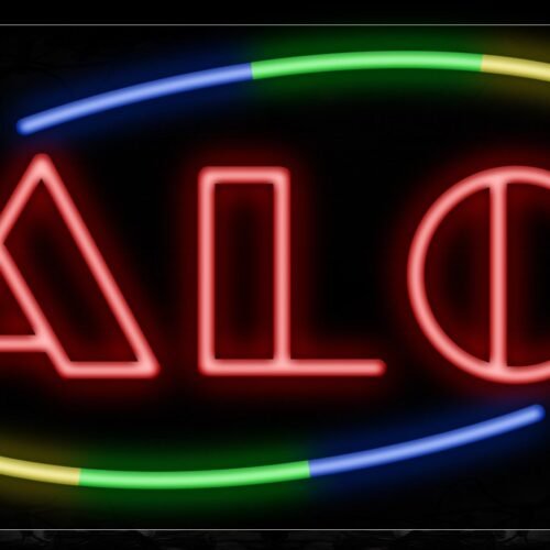 Image of Double Stroke Salon With Colorful Arc Border Neon Sign