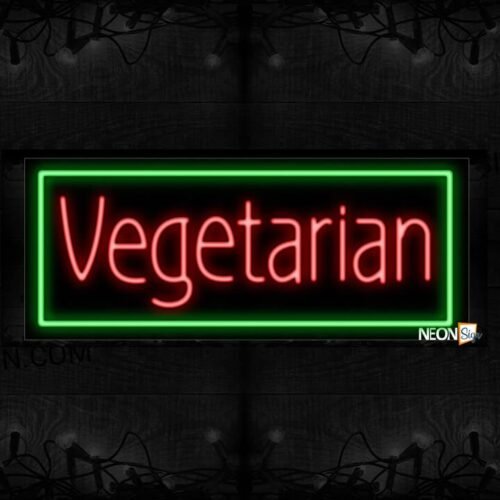 Image of Vegetarian With Green Border Neon Sign