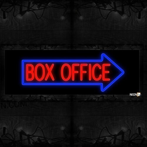 Image of Box Office In Red With Blue Arrow Border Neon Sign