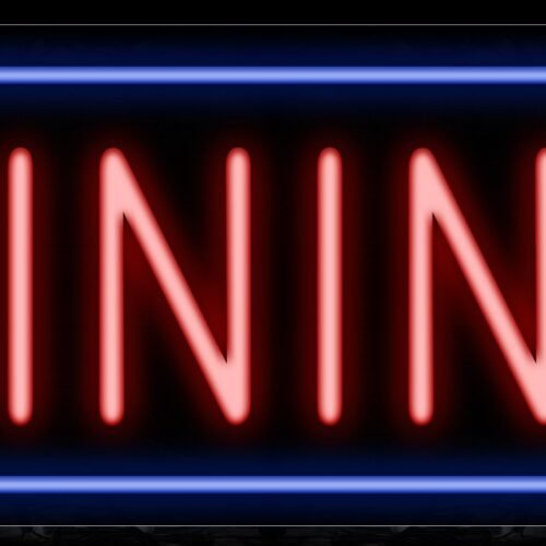 Image of 11379 Dining with border Neon Sign_13x32 Black Backing