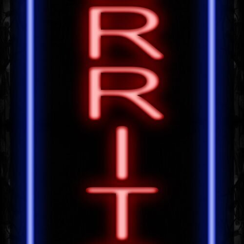 Image of 11527 Burritos with blue vertical boder Neon Signs_32 x12 Black Backing