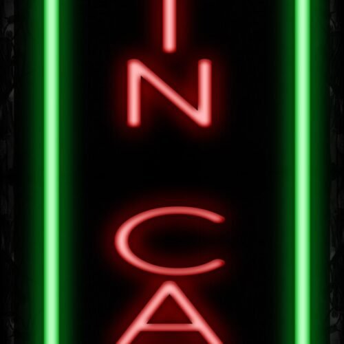 Image of Skin Care With Green Lines (Vertical) Neon Sign