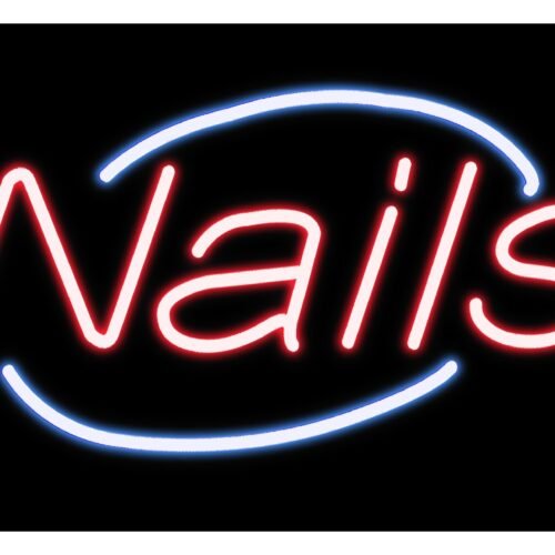 Image of Nail With Arc Blue Neon Sign