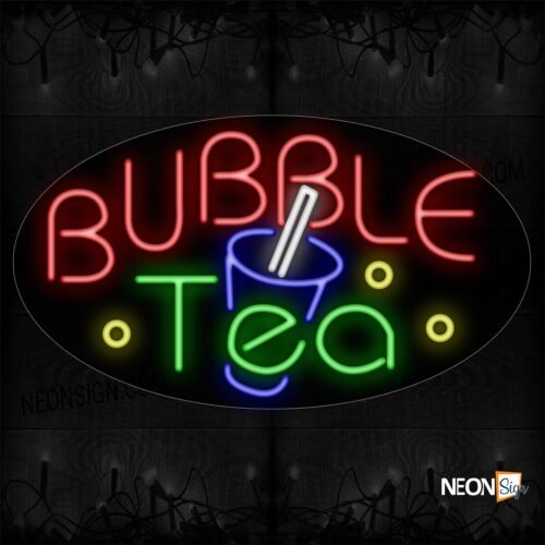 Image of Bubble Tea With Logo Neon Sign