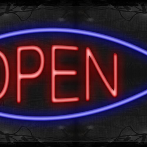 Image of Open in red fish border LED Flex