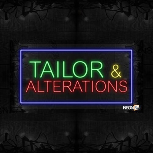Image of Tailor & Alterations with blue border LED Flex