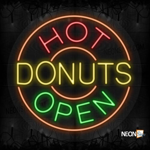 Image of Hot Donuts Open with orange circle border LED Flex