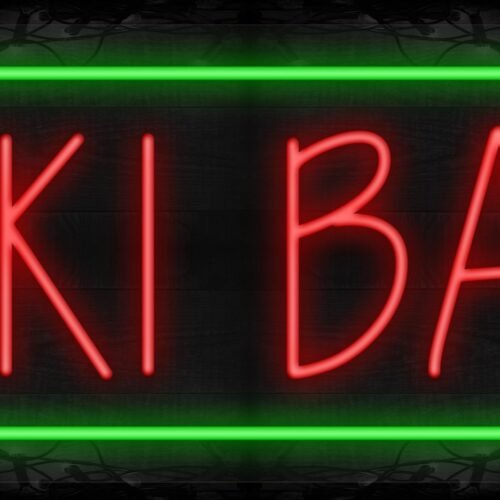 Image of Tiki Bar with Green Border LED Flex