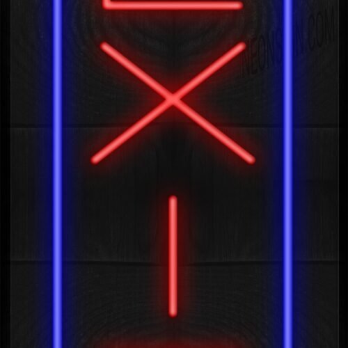Image of Vertical Exit with Blue Border LED Flex