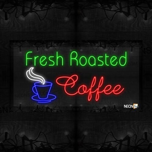 Image of Fresh Roasted Coffee with a Cup of Hot Coffee LED Flex