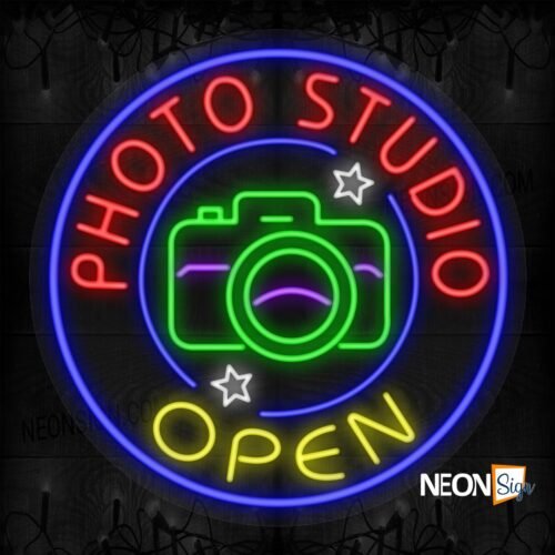 Image of Photo Studio Open with Camera and Stars BLue Round Border LED Flex