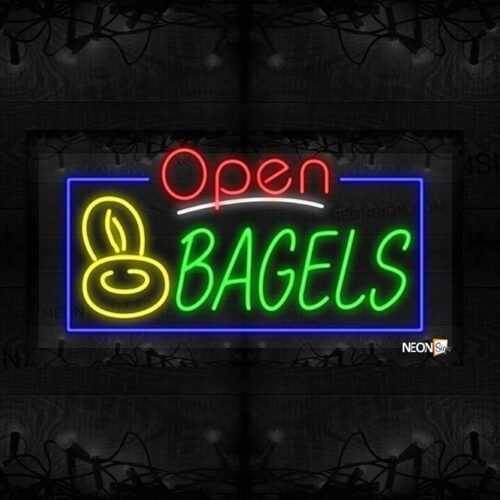 Image of Open Bagels with Image and Blue Border LED Flex
