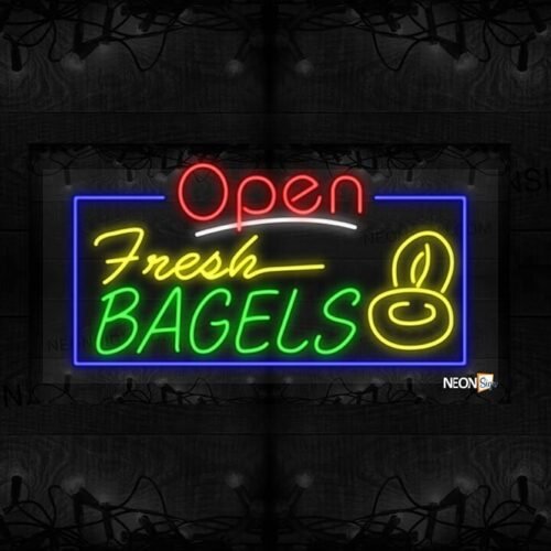 Image of Open Fresh Bagels with Image and Blue Border LED Flex