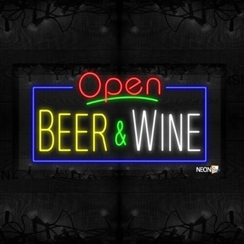 Image of Open Beer & Wine with Blue Border LED Flex