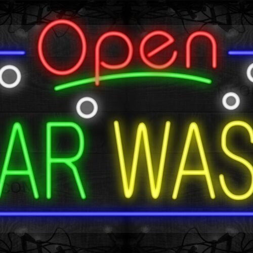 Image of Open Car Wash with White Bubbles and Blue Border LED Flex