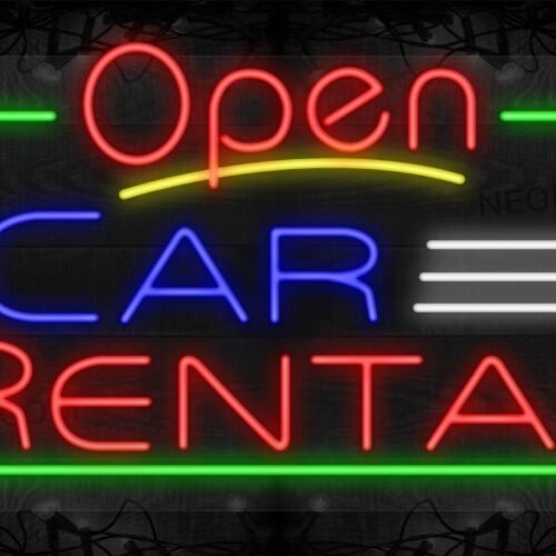 Image of Open Car Rental with Three Lines and Green Border LED Flex