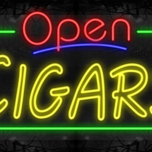 Image of Open Cigars (Double-Stroke) with Green Border LED Flex