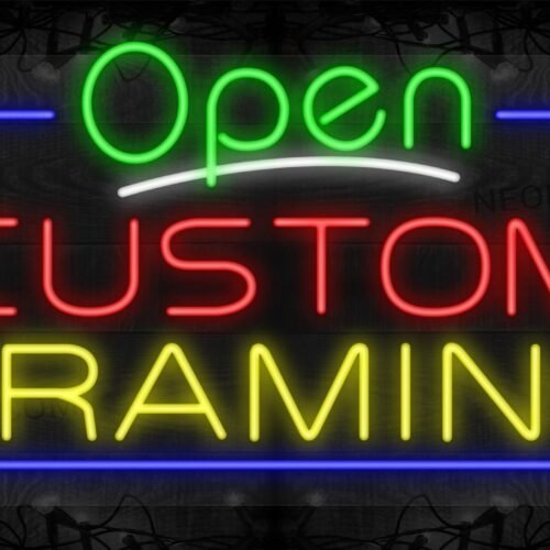 Image of Open Custom Framing with Blue Border LED Flex Sign