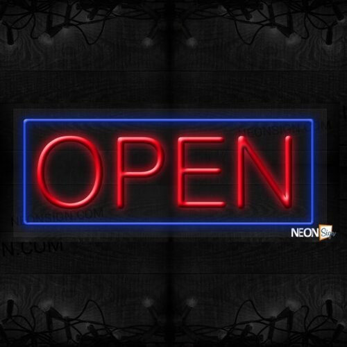 Open in red with blue border LED Flex