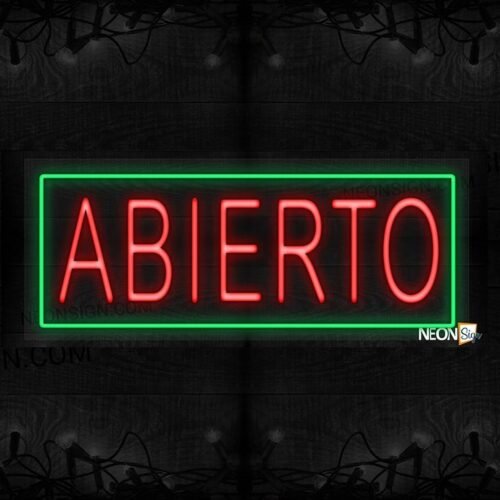 Abierto in red with green border LED Flex