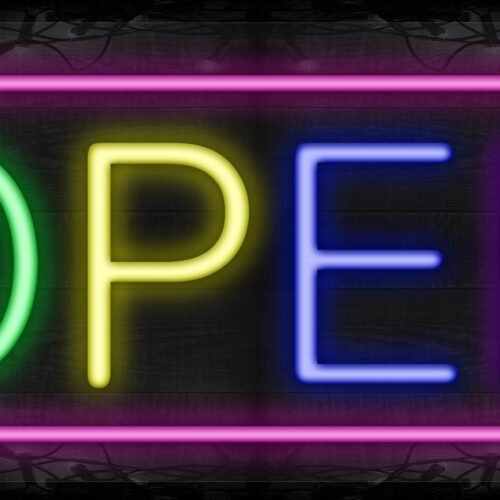 Colorful Open with pink border LED Flex