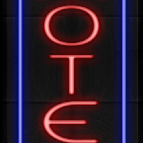 Motel with blue border LED Flex (Vertical sign)