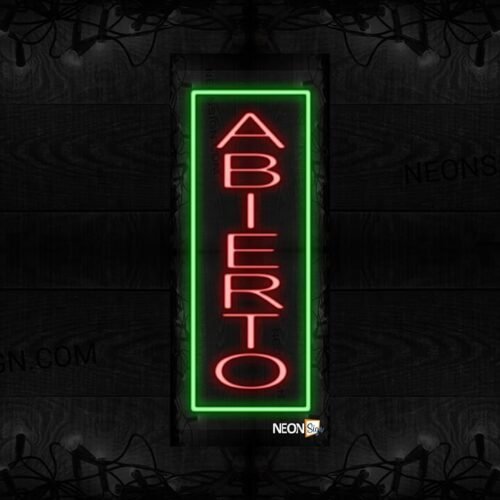 Abierto with green border LED Flex (Vertical sign)