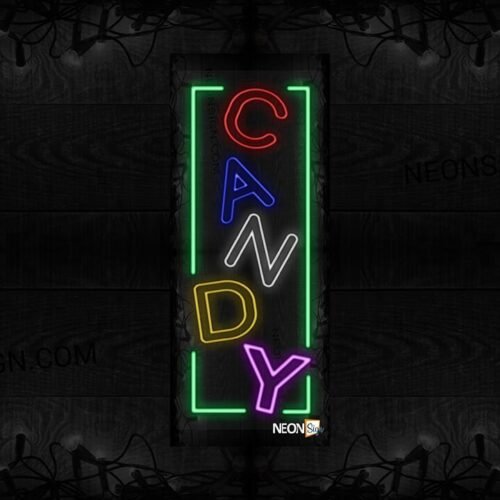 Colorful Candy with green border LED Flex (Vertical sign)
