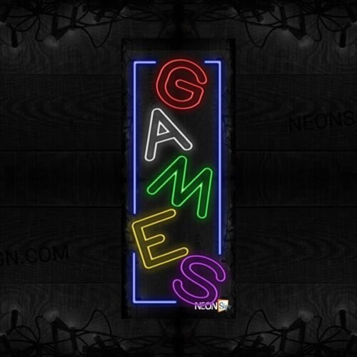 Colorful Games with blue border LED Sign (Vertical sign)