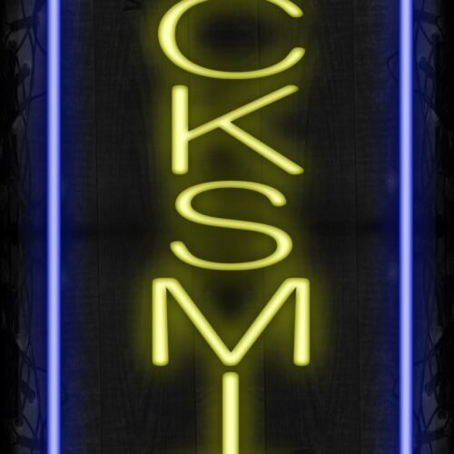 Locksmith with blue border LED Flex (Vertical sign)
