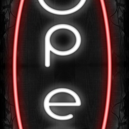Open with red oval border LED Flex