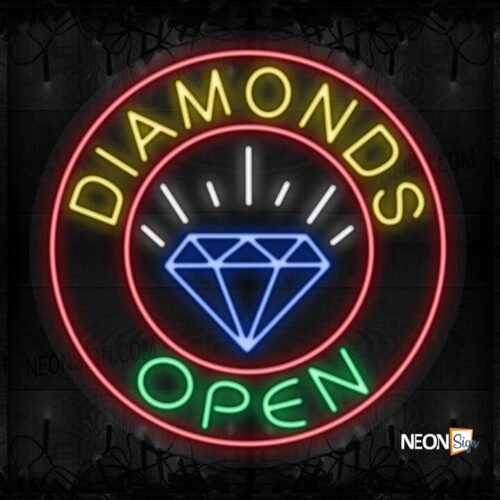 Diamonds Open with logo and red circle border LED Flex