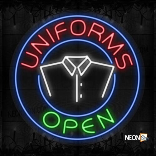 Uniforms Open with logo and blue circle border LED Flex