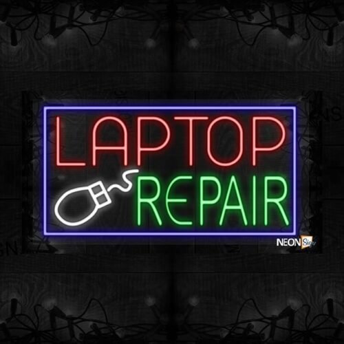 Laptop Repair with logo and blue border LED Flex