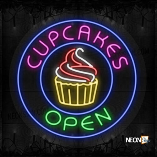 Cupcakes Open with logo blue circle border LED Flex